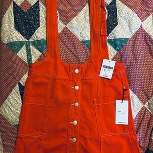 Orange Button-Front Dress